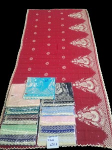 <b>Red</b> Cotton Voile Floral Rhinestone Shawl Soft Lightweight Breathable Wrap <b>Women's</b> Fashion <b>Scarf</b> for Daily Wear All Seasons - Product Image 2