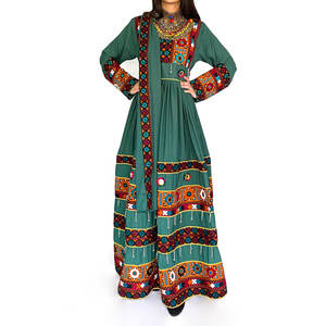 Abiti in Kochi Afghani per Eid nuovo vestito da donna afghano a maniche lunghe con ricamo girocollo in tinta unita di alta qualità - Product Image 6