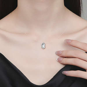 Collar con Colgante de Moissanita Octogonal de 1 Quilate, Corte Esmeralda, Moderno, para Mujer y Hombre, Plata de Ley S925, Plateado - Product Image 5