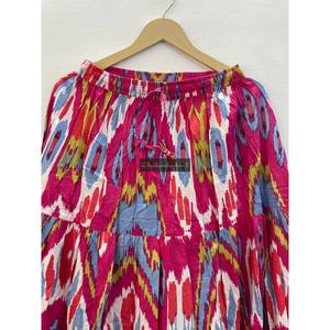 Venta al por mayor túnica india de algodón vestido largo Maxi con Ikat falda estampada transpirable de dos neumáticos ropa de mujer trajes bohemios - Product Image 3