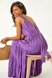 Summer New Arrival Rayon Solid <b>Purple</b> Solor Summer Long Sleeveless <b>Dress</b> Light and Airy <b>for</b> Effortless Beach and Vacation Looks - Product Image 4