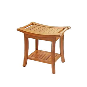 Usine directe banc de douche en bambou chaise de bain avec étagère étanche en bois Spa bain salle de bain organisateur à vendre - Product Image 4