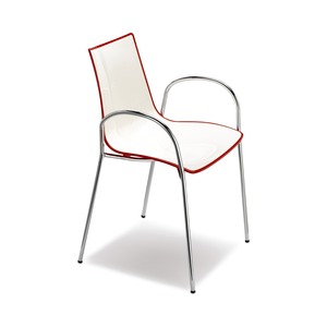 Stackable Two-Tone Polymer <b>Armchair</b> with Chrome or Anthracite Metal Frame for Restaurant Cafe Bar Hotel Dining - Product Image 1