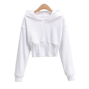 Sudaderas con capucha cortas de poliéster y algodón a la moda, actualización de armario informal con estilo con cuello con capucha y técnicas lavadas con logotipo frontal - Product Image 3
