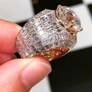 14K Wit Gouden Ring Redelijke Prijs Echte Vvs Diamant Luxe Vvs Moissanite Diamanten Ring Hiphop Smaragd Geslepen Diamanten Ring