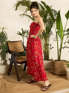 Vestido maxi de algodón indio hecho a mano para mujer, ropa de moda larga informal para fiesta de verano y luna de miel, cintura Natural, suministro ODM, venta - Product Image 3