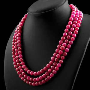 Collar de Cuentas de Rubí Redondas de Calidad AAA+ INCREÍBLE, 575.00 CTS, Extraídas de la Tierra y Mejoradas (RS) Cus-Jew30 - Product Image 1