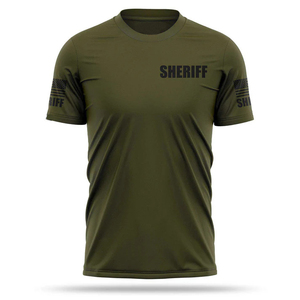 SHERIFF Camiseta de rendimiento transpirable para hombre Camisetas de poliéster Spandex de buena calidad Camisetas de entrenamiento deportivo para hombre - Product Image 1