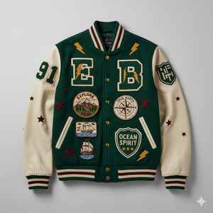 Chaqueta Universitaria Negra, Felpa de Algodón Premium, Logotipo Personalizado con Estampado 3D, Chaqueta Bomber de Béisbol, Ropa Urbana para Hombre - Product Image 4