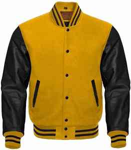 Chaqueta universitaria Letterman de alta calidad para hombre, ropa de invierno con cuerpo de lana y mangas de cuero genuino, cuello levantado, elegante - Product Image 6