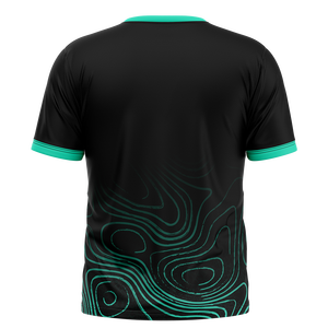 OEM เสื้อยืดแนวสปอร์ตของผู้ชายผ้าโพลีเอสเตอร์เนื้อนุ่มระบายอากาศได้ดีแห้งเร็วดีไซน์เต็มพร้อมคอกลมสวมใส่สบาย - Product Image 4