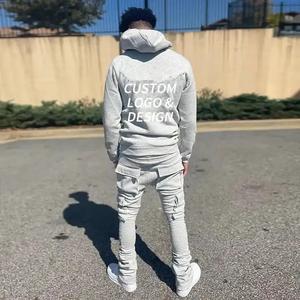 2023 último diseño Slim Fit chándal hombres con capucha algodón sudor traje elegante gimnasio desgaste cantidad a granel trajes chándal - Product Image 3