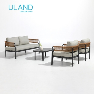 Ensemble de canapés en aluminium Uland <span class=keywords><strong>Gaia</strong></span> avec structure KD et rembourrage capitonné pour parc, ferme, hôtel, ensemble de canapés d'extérieur - Product Image 5