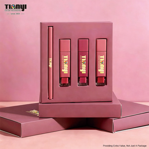 Caja de Embalaje de Papel Rígido con Tapa y Base, con Logotipo Personalizado, Laminación Mate, Esponja para Set de Maquillaje, Base, Brillo Labial | - Product Image 1