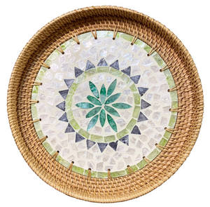 EW design-bandejas de mimbre para servir de nácar, bandeja de incrustación hecha a mano natural de Viet am AM - Product Image 1