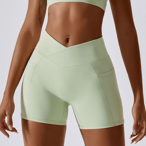 Pantalones cortos de entrenamiento para mujer, 2 bolsillos, recién lanzados, de secado rápido, para gimnasio, Fitness, corte en V, para Yoga, correr, de talla grande - Product Image 3