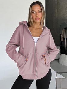 Chaquetas informales de moda de otoño con cremallera y capucha de gran tamaño para mujer Sudaderas de punto transpirables para invierno - Product Image 4