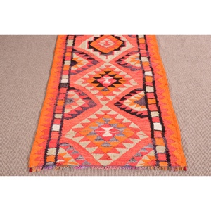 Vintage Turkish <b>Rug</b>, 2.2x9.6 ft <b>Runner</b> <b>Rug</b>, Orange Kilim Southwestern <b>Rug</b> - Product Image 5