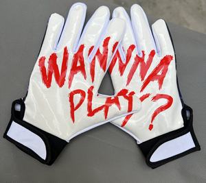 Guantes de fútbol de Diseño de equipo personalizado receptor americano cómodo suave pegajoso palma de goma transpirable empuñaduras deportivas - Product Image 3