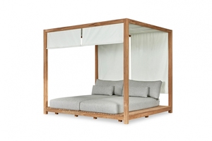 เตียงเดย์เบดทำจากไม้สักธรรมชาติวัสดุไม้สักรองรับแดดและหลังคา - Product Image 3