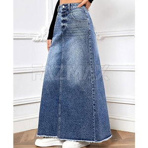 <b>High</b> Quality Customized Breathable Cotton Women Casual Workout Jeans Skirt with Pocket Solid Pattern All Seasons Wholesale - Product Image 4