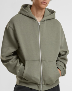 Hombres calidad Unisex 460GSM Zip Hoodie 100% algodón mezclado Streetwear Top bordado Puff alta calidad Italia cremallera Sudadera con capucha hombres - Product Image 4