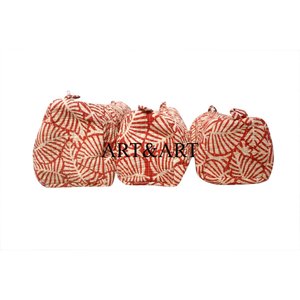 Juego de 3 Bolsas de Cosméticos de Viaje ART&ART con Diseño Clásico de Borlas, Ecológicas, de Algodón, con Cierre de Cremallera, de Gran a Pequeña Capacidad - Product Image 2
