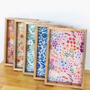 Plateau de service artisanal en bois Art Déco avec travail Meena, forme personnalisée, pour la maison, la cuisine, la table à manger, utilitaire décoratif - Product Image 1