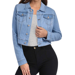 Veste en jean courte légère 100% coton Vêtements décontractés pour femmes Col rabattu Vêtements d'hiver Respirant Veste en jean unie - Product Image 4