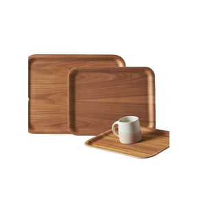 Plateau de service rectangulaire en bois brun de qualité supérieure, classique, écologique, pour hôtel, restaurant, vaisselle, présentation de nourriture et de desserts - Product Image 2