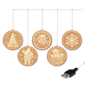 Ensemble de 5 lampes LED USB à thème de Noël, transparentes, pour intérieur et extérieur, équipement d'éclairage en plastique - Product Image 2