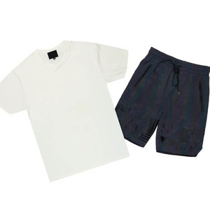 Conjunto de Camiseta y Pantalones Cortos para Hombre, Ropa Deportiva Informal de Dos Piezas para Gimnasio, Entrenamiento, Fitness, Correr, Ejercicio, Uso Diario - Product Image 4