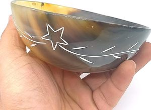 Bol à salade en corne de buffle naturelle rustique moderne, poli, décoration de luxe pour la maison, utilisation en fête, écologique, passe au lave-vaisselle - Product Image 3