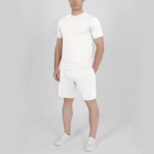 Ensemble deux-pièces décontracté pour hommes, ensemble short et t-shirt en tricot de coton respirant - Product Image 2
