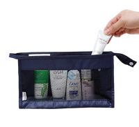 Pochette de voyage portable transparente avec fermeture éclair pour maquillage et articles de toilette, personnalisable avec logo, en nylon maillé transparent