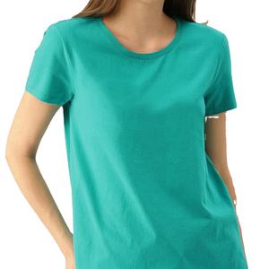 Camisetas con estampado personalizado para mujer 100% de alta calidad, estilo Hip Hop informal liso con decoración de botones, respetuoso con el medio ambiente para el verano - Product Image 1