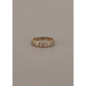 Anillo Ajustable de Acero Inoxidable con Baño de Oro Rosa y Circonitas Baguette, Estilo Vintage, Chapado en Oro de 14k, Elegante y Moderno, Anillo de Compromiso Hip-Hop - Product Image 1