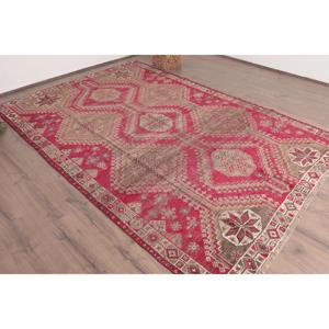 Tapis turc vintage 6,1 x 9,2 pieds, grand tapis, tapis à motifs de plantes et d'arbres rouges - Product Image 3
