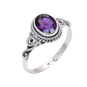 Plata de Ley 925 Vintage amatista facetada piedra preciosa anillo único joyería diseñador anillo de plata de ley - Product Image 1