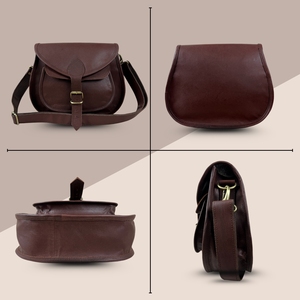 Classique Vintage femmes en cuir véritable cartable marron épaule bandoulière sac de soirée Durable fermeture à glissière léger élégant - Product Image 2