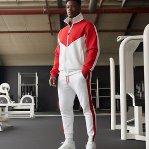 Diseño personalizado Jogger Chándal Hombres Deportes Cremallera Suéter Pantalones de chándal Conjunto Hombres 100% Algodón Poliéster Zip-Up Chándal Hombre - Product Image 2