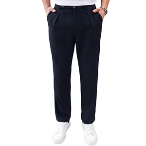 Pantalon chinos coordonné bleu marine pour hommes de qualité supérieure Pantalon gaufré de taille américaine avec taille moyenne Meilleure offre quantité minimale de commande bas OEM Design décontracté personnalisé - Product Image 1