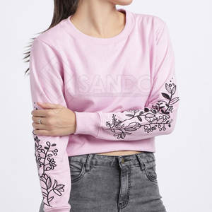 Diseño personalizado uso al aire libre mujeres Crop Top sudadera Color sólido cómodo mujeres Crop Top sudadera - Product Image 5