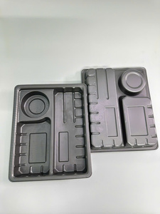 Vente en gros PET Matériau Blister Processus-Personnalisé Jetable Biodégradable Rectangulaire de Qualité Alimentaire Plateaux en Plastique Noir - Product Image 4