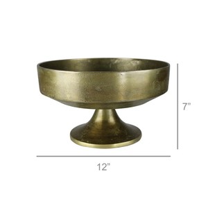 Cuenco moderno de aluminio decorativo dorado hecho a mano con borde ondulado, plato de fruta, cuenco de flores de Metal dorado para el hogar, evento de boda - Product Image 4