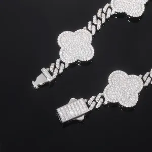 Pulsera de Eslabones Cubanos Geométricos de 6 mm con Incrustaciones de Moissanita, Joyería de Diamantes Unisex de Moda Hip Hop, Regalo de Tendencia - Product Image 2