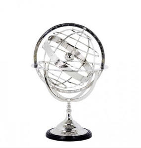 Globo terráqueo de plata para decoración del hogar y la Oficina, artesanía de Metal, armillario personalizado, precio barato - Product Image 3