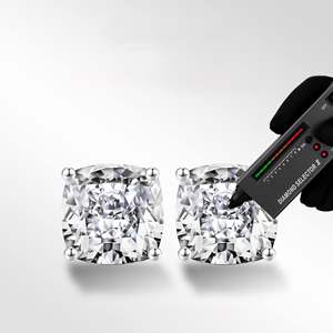 Pendientes de moissanita con corte cojín para mujer, pendientes de diamantes creados en laboratorio Clarity VVS1 18K blanco amarillo oro rosa oro rutenio oro - Product Image 6