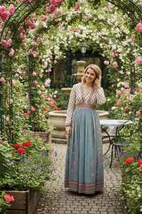 ชุดเดรสยาวผ้าฝ้ายลายดอกไม้สไตล์โบฮีเมียน พิมพ์ลายด้วยมือ เหมาะสำหรับใส่ไปเที่ยวพักผ่อนช่วงฤดูร้อนสำหรับผู้หญิง - Product Image 3