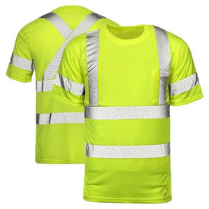 Hi Vis Custom Men's Safety 100% Cotton Work Wear Reflective Tape High Visibility Working <b>T</b>-<b>Shirts</b> - Product Image 4